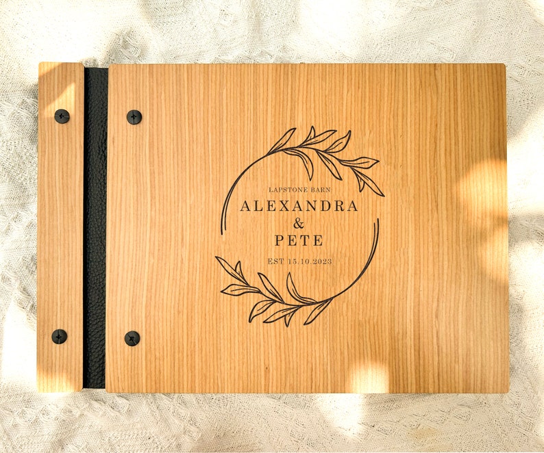 Wedding Guestbook, Personalized Wooden Guest book Perfect for Wedding, Photobooth, Photo Album, Wedding Album image 3