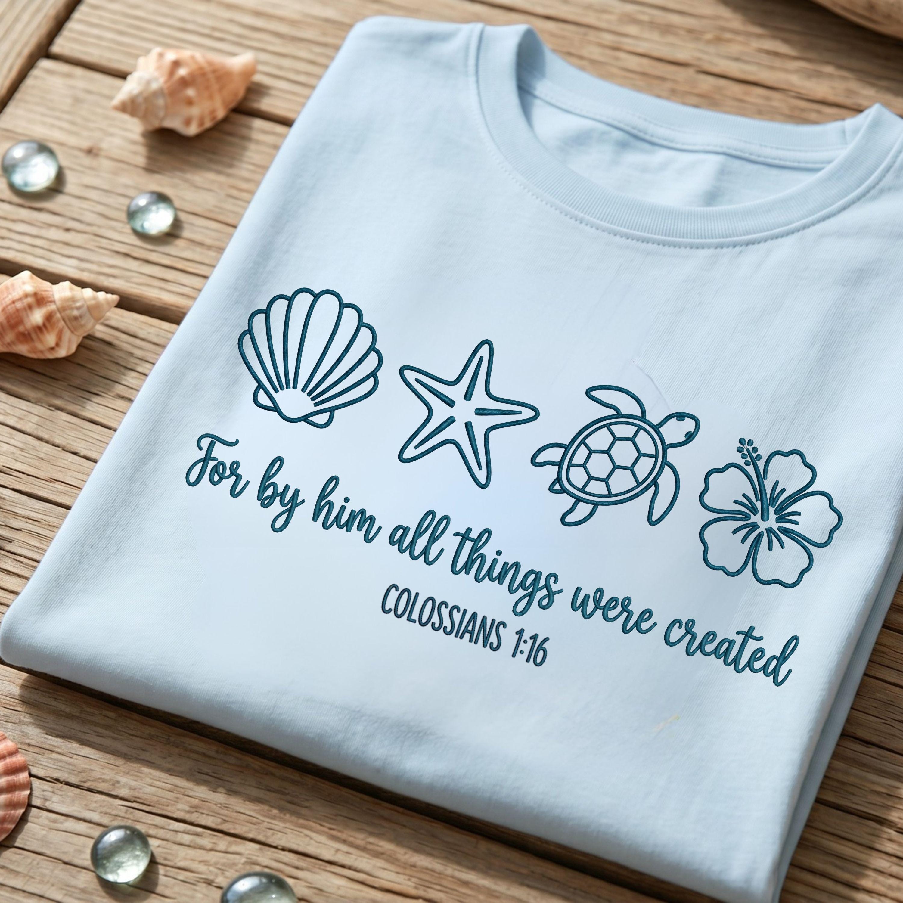 Seashell Scriptures Seashell Bible Verse Embroidery Design, Coastal Faith Ocean Pattern ...