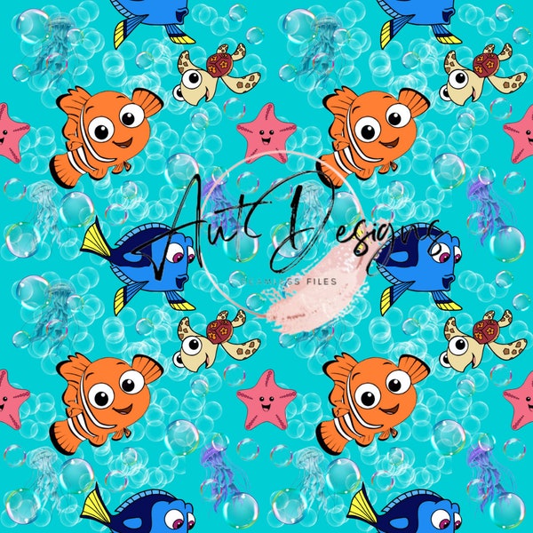 Ocean animals orange fish seamless file