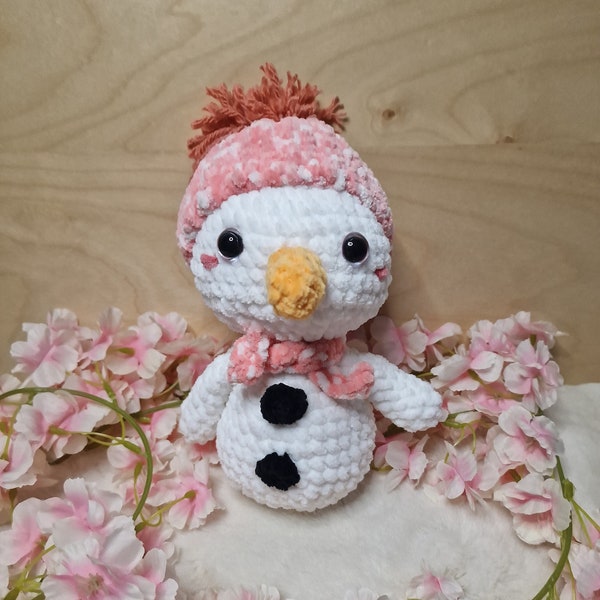 Bonhomme de Neige Snowman Peluche Crochet Fait à la Main