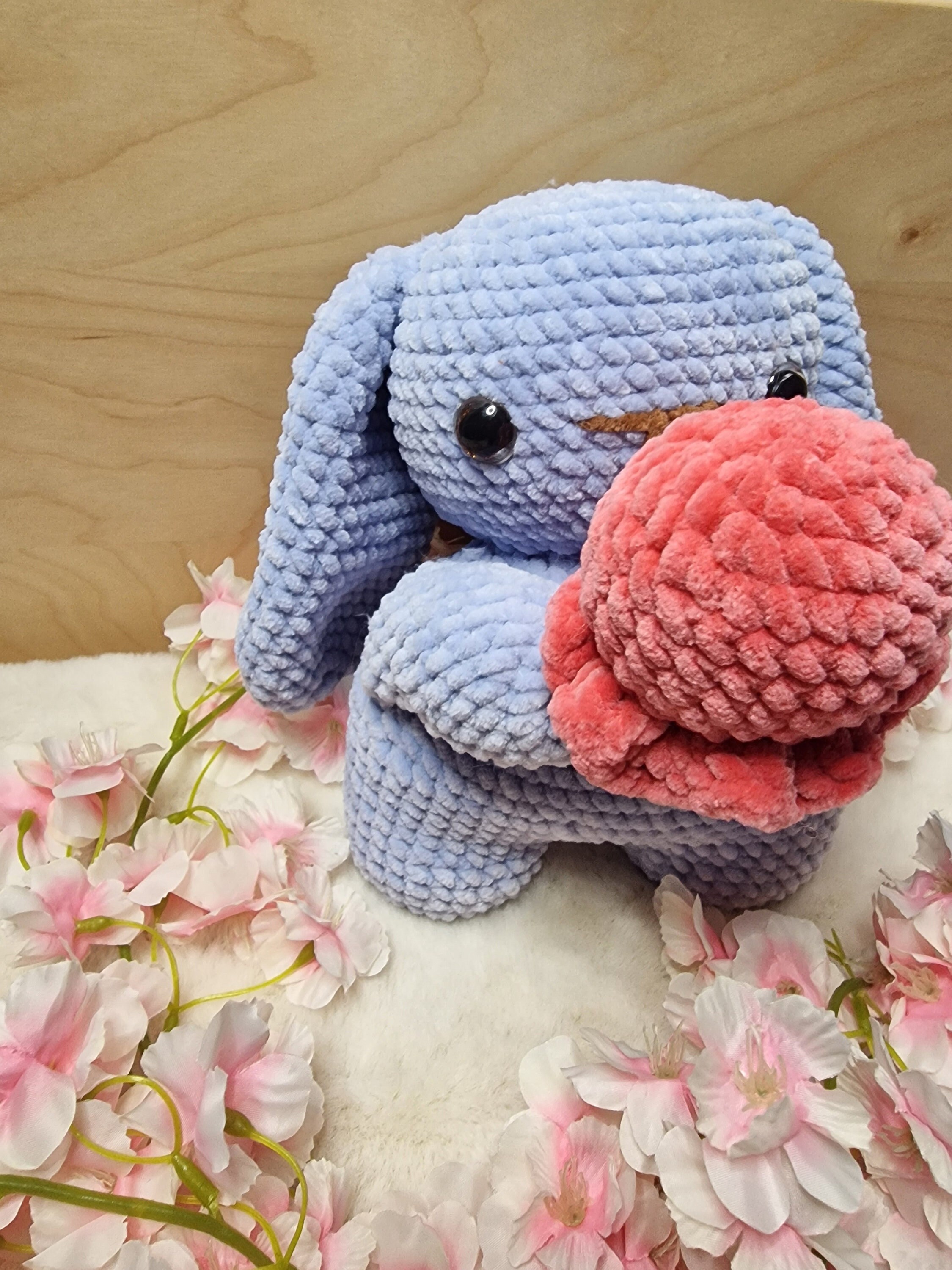 Bunny with ice cream Bunny with icecream Plush Handmade Crochet