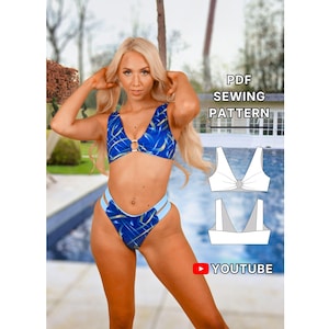 O-Ring Crop Top Sewing Pattern PDF: Bikini Top, Plus Size XS-5XL