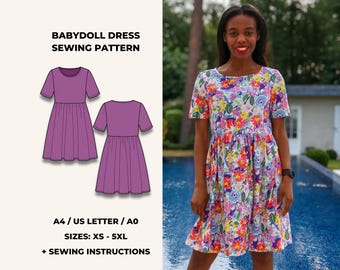 Smock Dress Sewing Pattern, US Size 2-30 (PDF Pattern) - Etsy