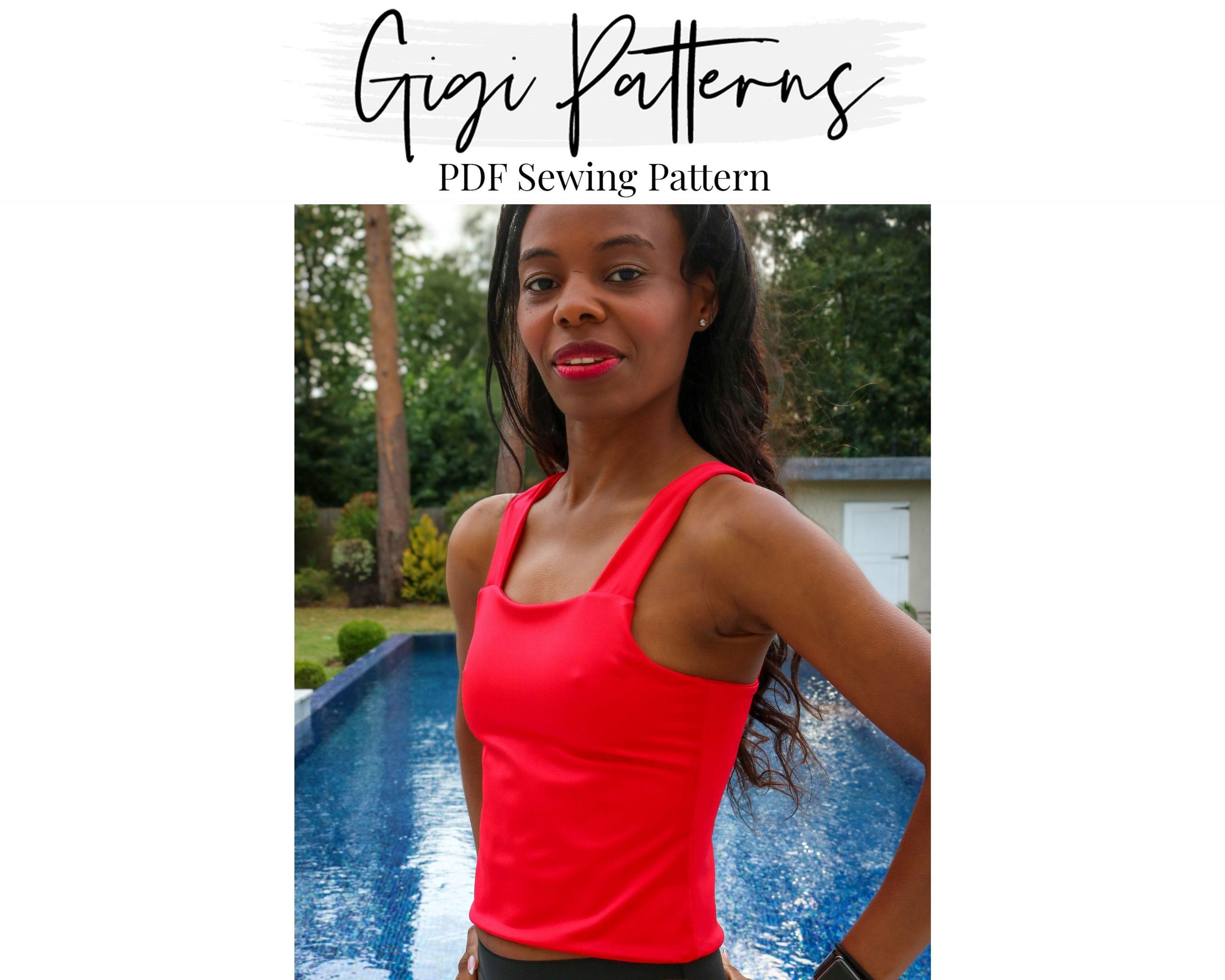 Square Neck Top Sewing Pattern PDF: Crop Length, Stretch Fabric ...