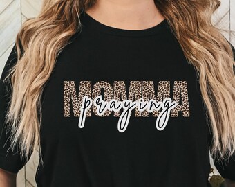 Praying Momma Leopard Print Shirt, Women’s Tshirt with Leopard