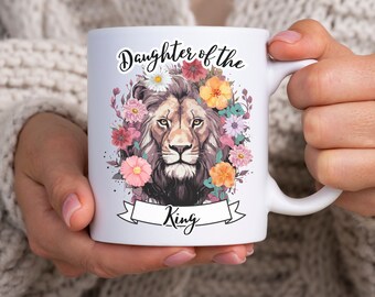 Daughter of the King Mug Ceramic 11oz Mug Christian Mug Religious Mug Follow Jesus Mug White Bible Verse Mug Faith Mug for Christians
