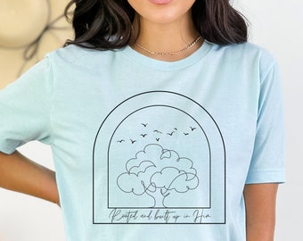Rooted And Built Up In Him Shirt for Mom Christian TShirt Church Apparel Faith Based Shirt Prayer Shirt Inspirational Shirt Faith Shirt