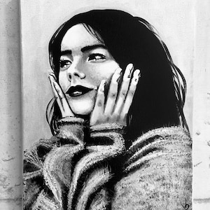 Original portrait of Bjork, acrylic on canvas.