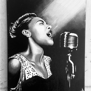 Original portrait of Billie Holiday, acrylic on canvas