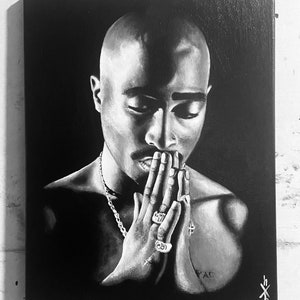 Original portrait of Tupac Shakur, acrylic on canvas.