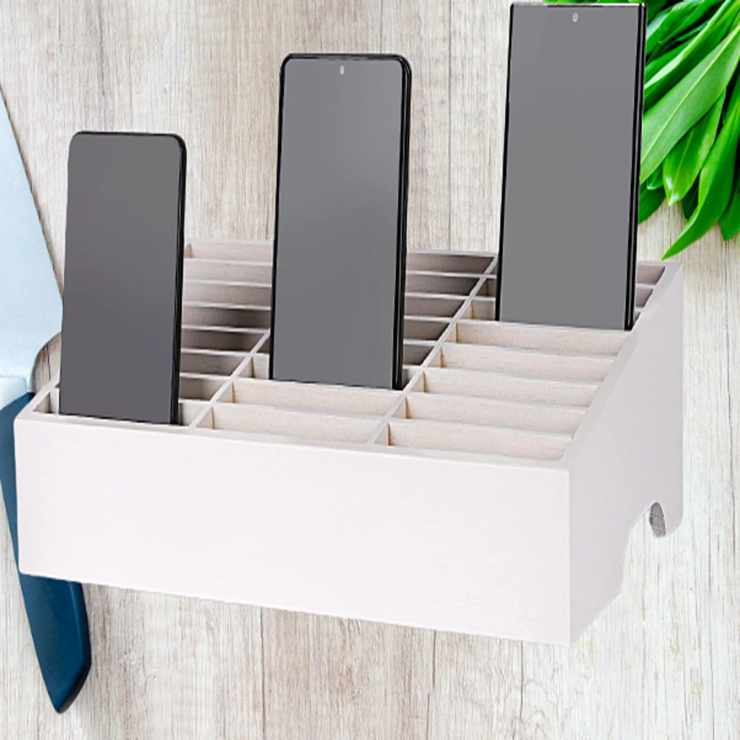24 Grid Wooden Cell Phone Holder Desktop Organizer Storage Box Etsy