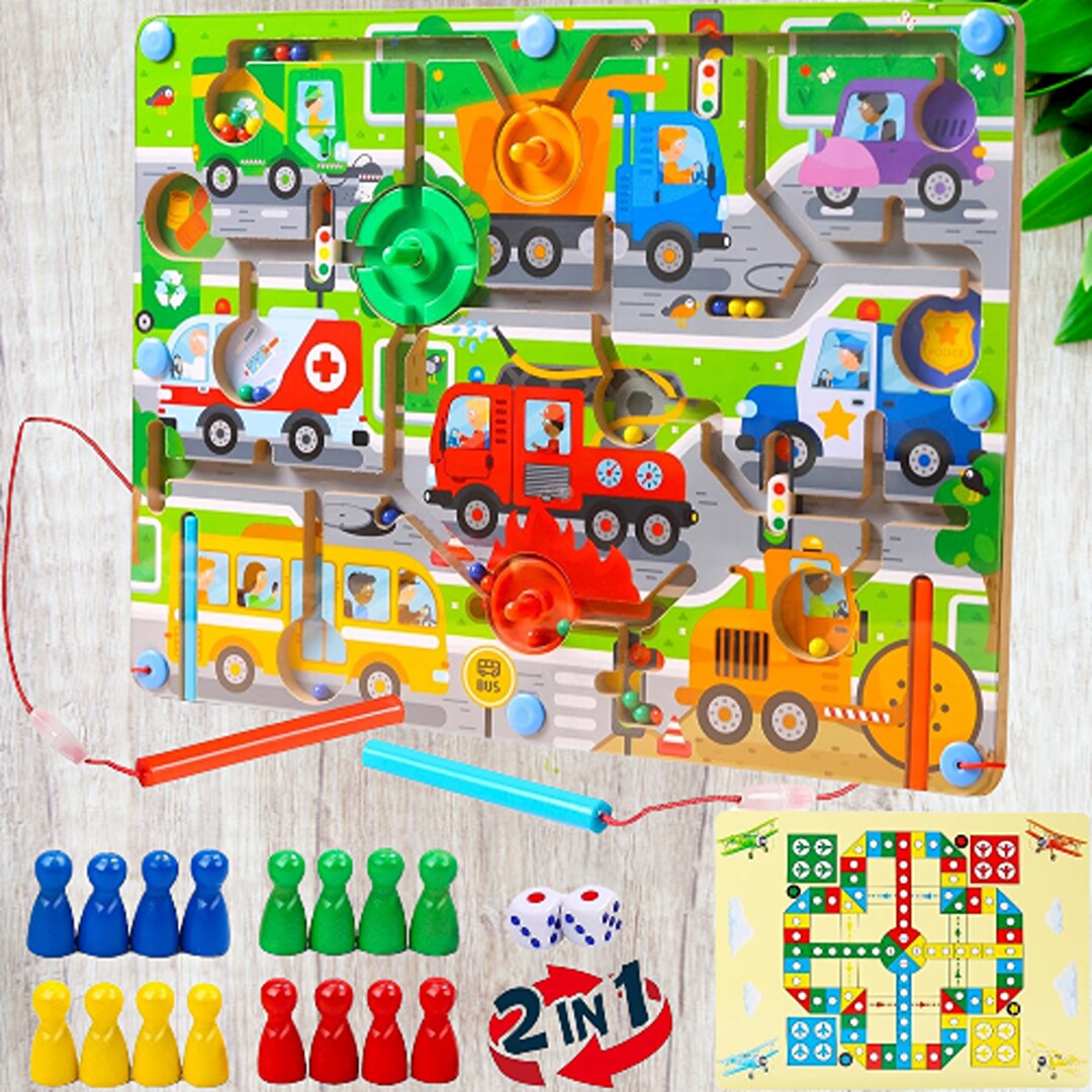 Wooden 2in1 Maze Board Puzzle Game Board Etsy