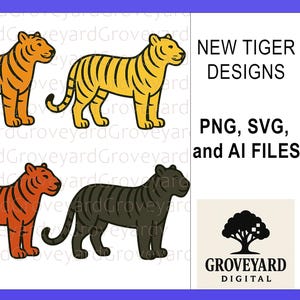 Tiger Clipart Bundle – 4 Tiger Designs in SVG PNG AI Format for Cricut, Stickers, Sublimation, and Digital Crafts