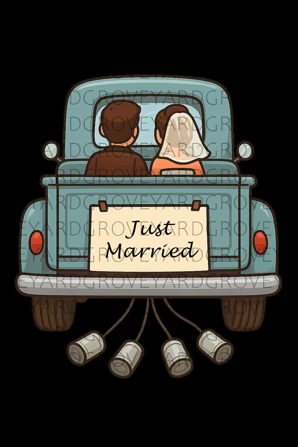 Just Married Car Clipart Bundle Wedding PNG SVG AI Files | Bride Groom ...