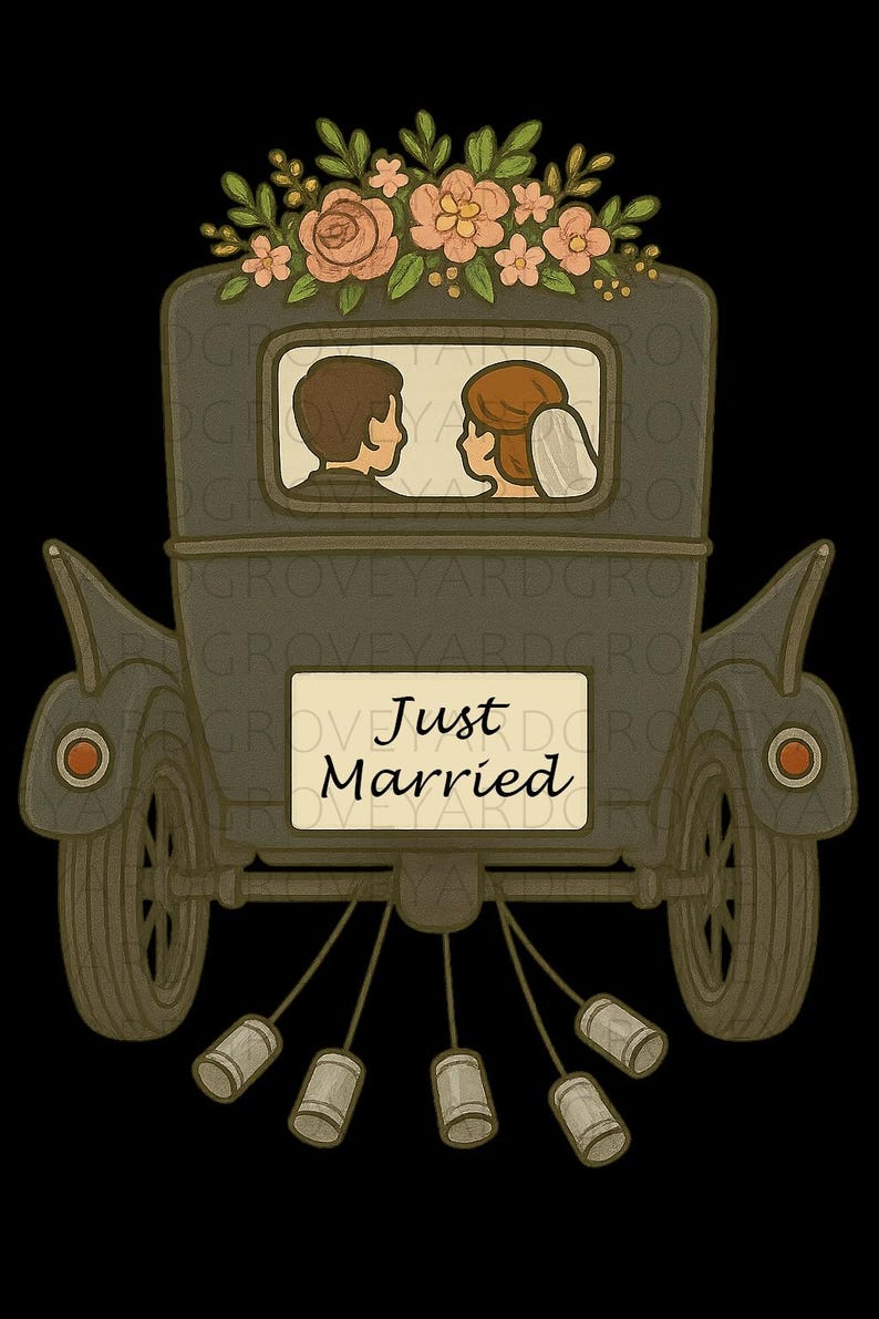 Just Married Car Clipart Bundle Wedding PNG SVG AI Files | Bride Groom ...