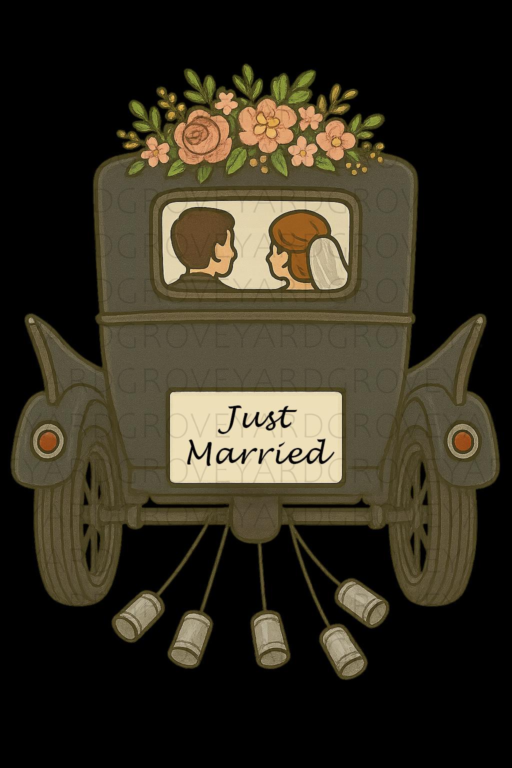 Just Married Car Clipart Bundle Wedding PNG SVG AI Files | Bride Groom ...