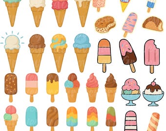 Eis SVG, Eis am Stiel Clipart, Dessert Vektor-Set, Streusel SVG, Kegel geschnitten Datei, gefrorene Leckerei PNG, Sommer Snack Sublimation Kunst, Schokolade