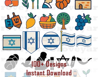 Jewish SVG Clipart Bundle | Jew svg| Menorah PNG| Hebrew SVG | Israel svg| Star of David Vector | Hanukkah | Judaism Cutfile Pack | Passover