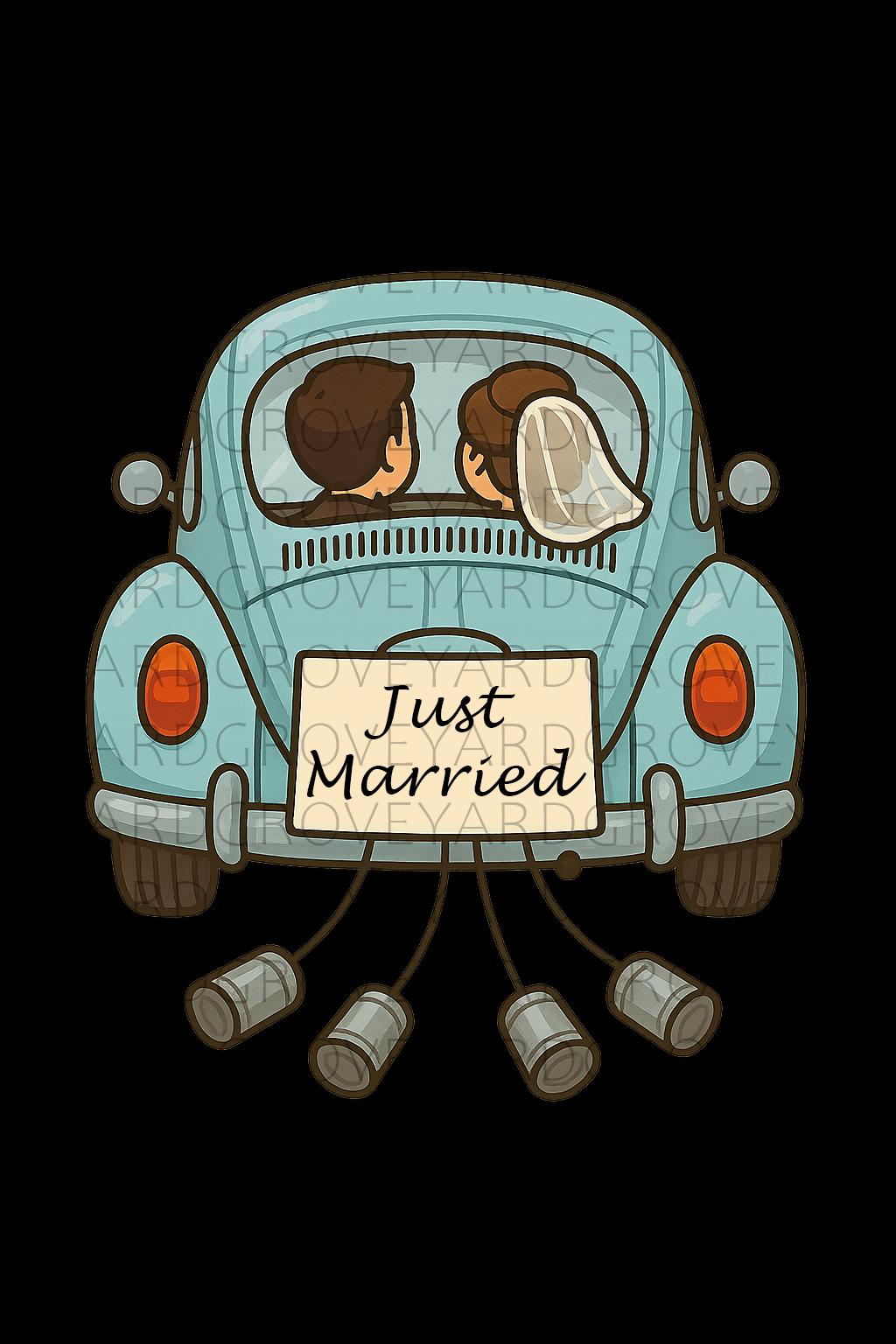 Just Married Car Clipart Bundle Wedding PNG SVG AI Files | Bride Groom ...
