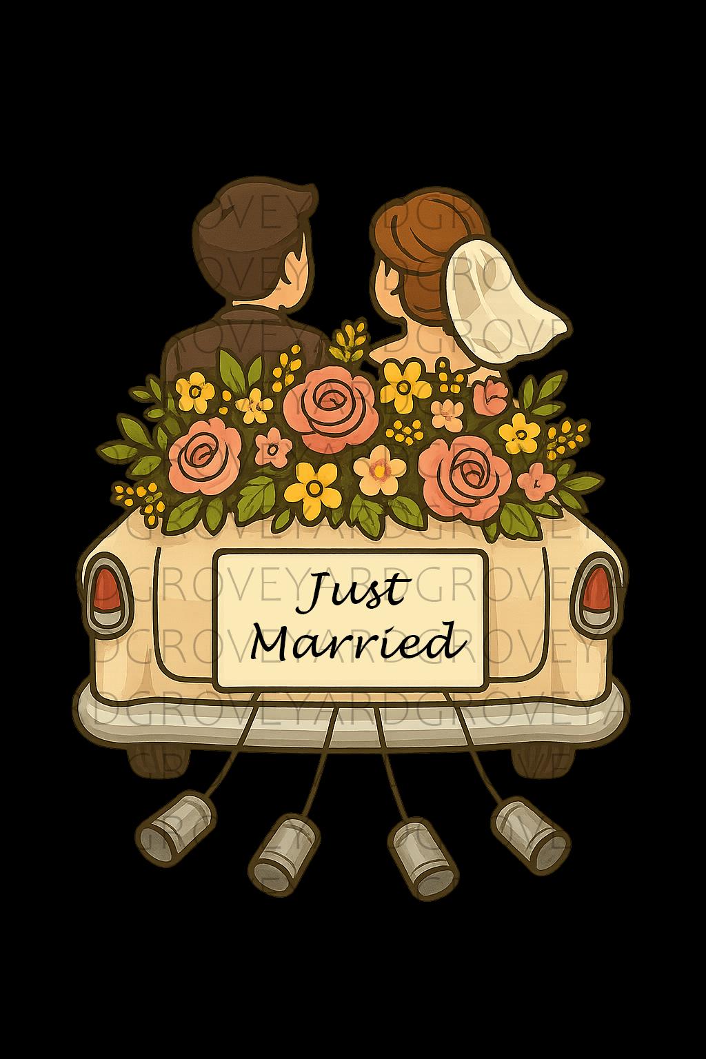 Just Married Car Clipart Bundle Wedding PNG SVG AI Files | Bride Groom ...