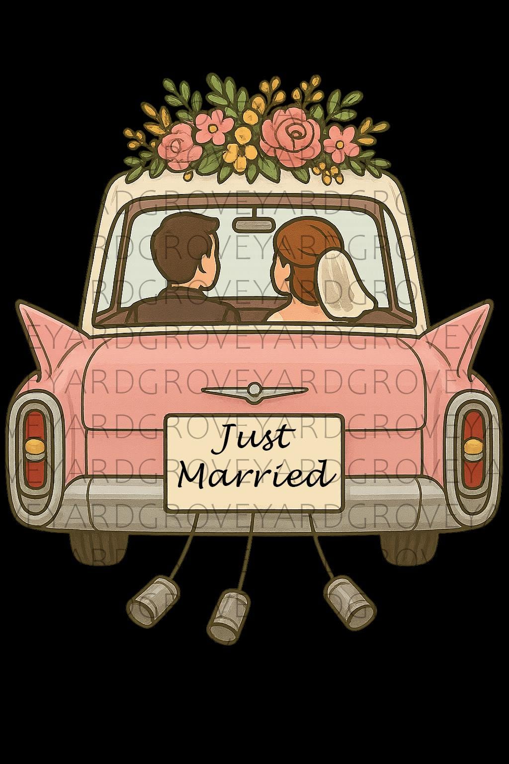Just Married Car Clipart Bundle Wedding PNG SVG AI Files | Bride Groom ...