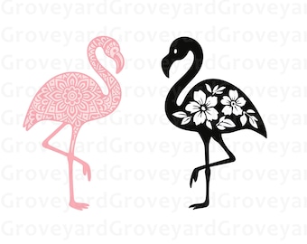 Flamingo SVG Bundle Mandala Clipart Cut File Silhouette Zentangle Animal Vector Floral PNG Cute Pink Flamingo Mandala Flamingo SVG Flowers