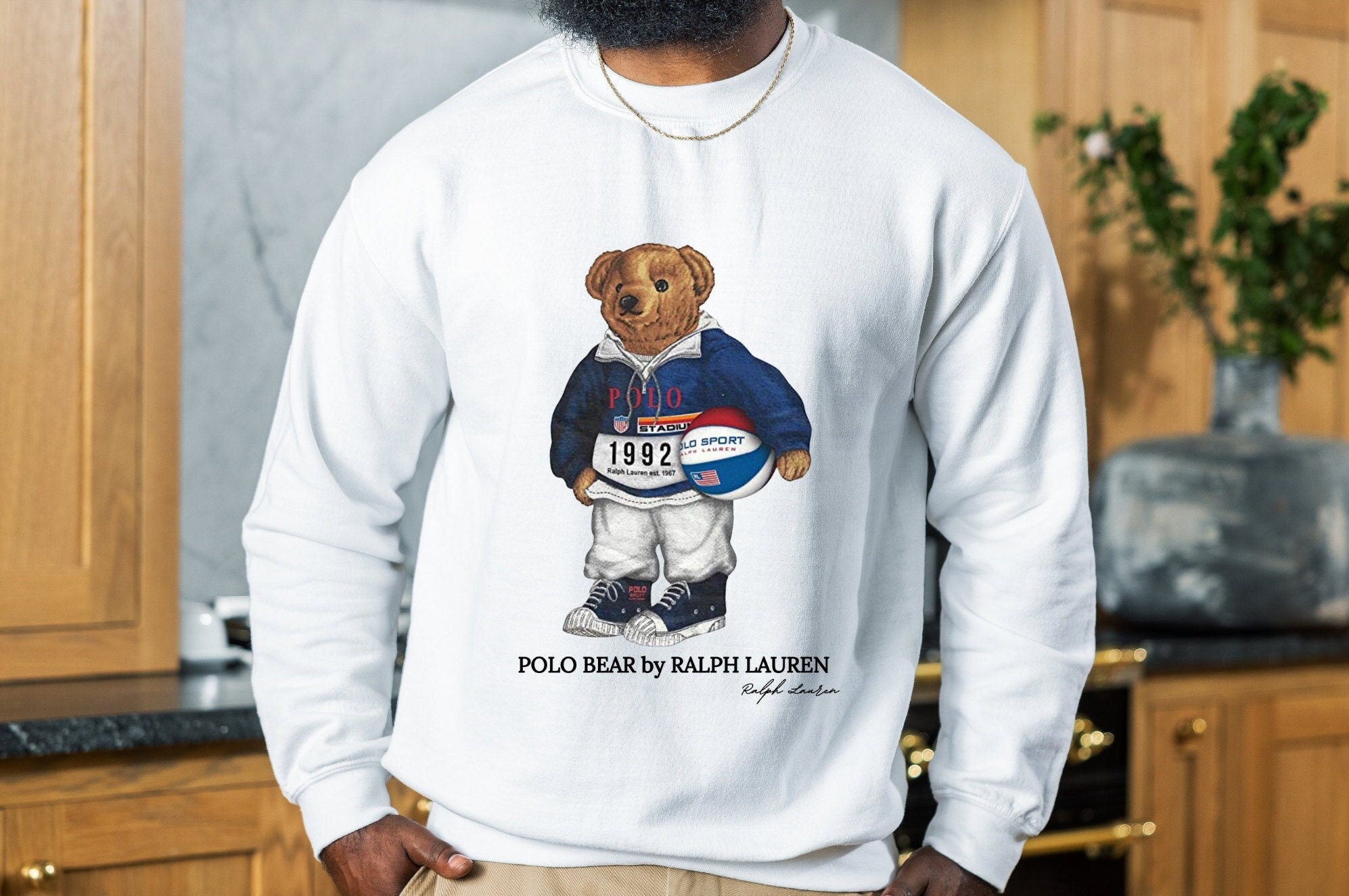  Cute teddy bear playing basketball Long Sleeve T-Shirt : Sports  & Outdoors