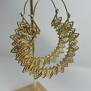 Golden earrings, ethnic brass earrings, boho, handmade