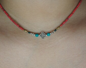 Tibetan Coral Necklace, precious stone necklace, handmade in Nepal.