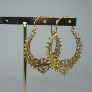 Gold earrings, brass hoop/ethnic earrings, boho, handmade