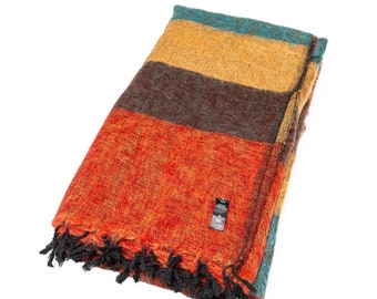 Handwoven yak wool blanket, sofa blanket, meditation blanket, handmade gift.