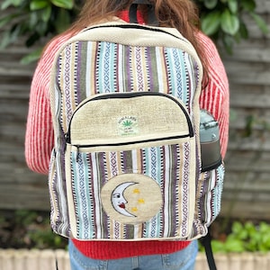 Sac à dos chanvre, unisexe, fait à la main, voyage, école, sac fait au Népal