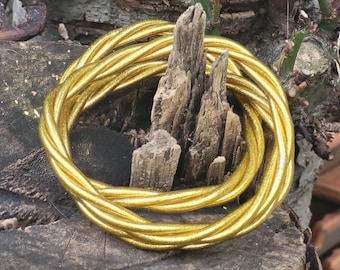 Bracciale rigido buddista dorato, braccialetto intrecciato, fortunato, flessibile e impermeabile.