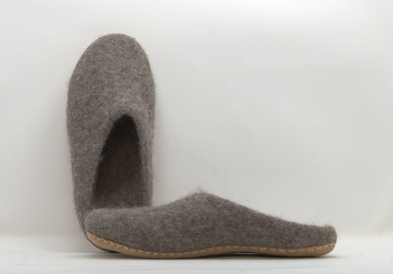 slippers/slippers/felt, handmade with New Zealand wool, merino wool, leather sole, anti bacterial image 8