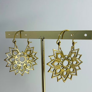 Gold earrings, creole/ethnic brass earrings, boho, handmade