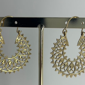 Gold earrings, creole/ethnic brass earrings, boho, handmade