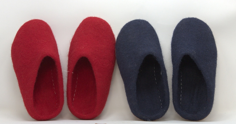 slippers/slippers/felt, handmade with New Zealand wool, merino wool, leather sole, anti bacterial image 9