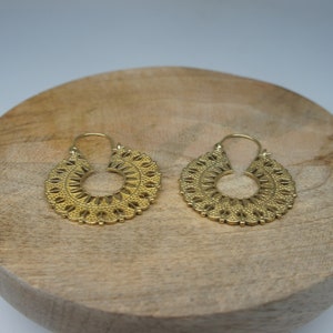 Gold earrings, creole/ethnic brass earrings, boho, handmade