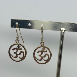 Golden OM earrings, brass earrings, boho, handmade