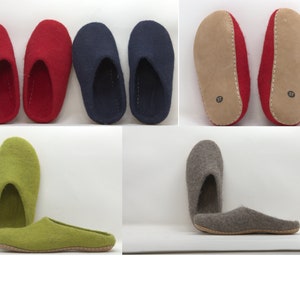 slippers/slippers/felt, handmade with New Zealand wool, merino wool, leather sole, anti bacterial image 1
