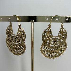 Gold earrings, creole/ethnic brass earrings, boho, handmade