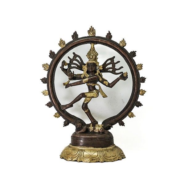 Statue de Dancing Shiva Nataraja, statue en Bronze, fabriqué à la main en Inde, 24.5 cm.