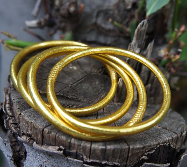 Buddhist golden bracelet, Buddhist bangle, lucky bracelet, flexible and waterproof, handmade gift. image 1