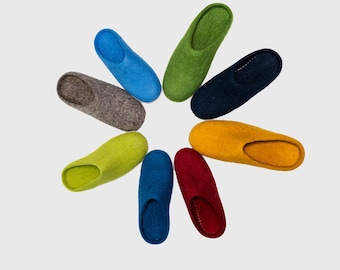 Chaussons en feutre faits main – Pantoufles colorées en laine, confort naturel & chaud / laine de mérinos / laine de Nouvelle Zélande.