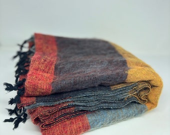 Handwoven yak wool blanket, sofa blanket, meditation blanket, handmade gift.