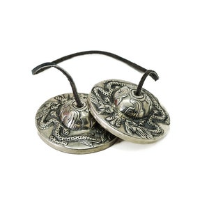 Tingsha / Tibetan Cymbal, with dragons, handmade, for meditation and healing, made in Nepal