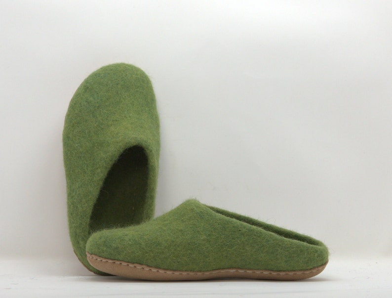 slippers/slippers/felt, handmade with New Zealand wool, merino wool, leather sole, anti bacterial image 7