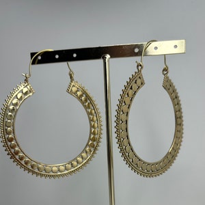 Golden earrings, ethnic brass earrings, boho, handmade