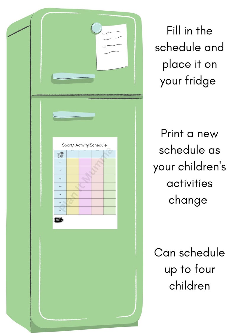 Printable Children's Sporting Schedule Kids Sport Activities Roster ...