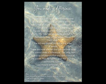 Starfish Poem Teacher Gift, Meaningful Appreciation (Digital Download)